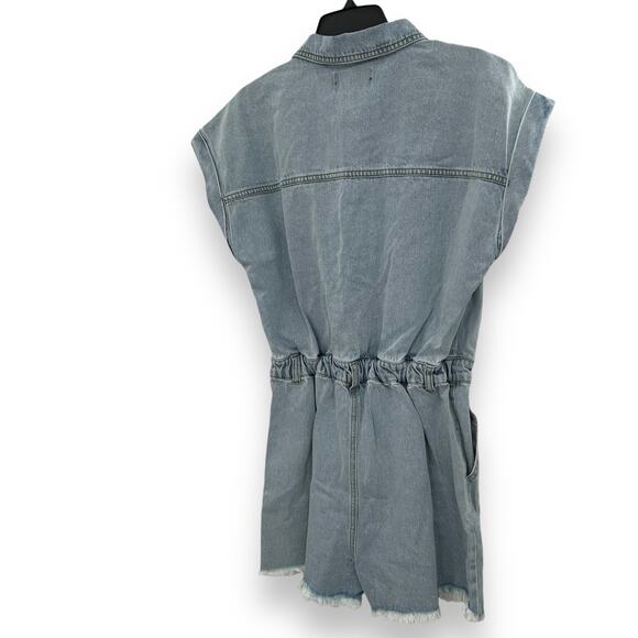 NEW Steve Madden Denim Romper Size Medium Light Blue Cotton Calliope Jean Outfit - Picture 10 of 15
